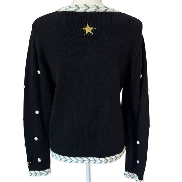 Vintage JACK B. QUICK Sweater Womens PM Christmas Santa Embellished Feathers - Picture 2 of 10